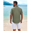 image:imageCOOFANDY Mens Cuban Guayabera Shirt Short Sleeve Button Down Shirts Summer Beach Vacation ShirtsArmy Green  White Webbing