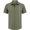 image:imageCOOFANDY Mens Cuban Guayabera Shirt Short Sleeve Button Down Shirts Summer Beach Vacation ShirtsArmy Green  White Webbing