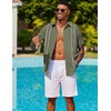 image:imageCOOFANDY Mens Cuban Guayabera Shirt Short Sleeve Button Down Shirts Summer Beach Vacation ShirtsArmy Green  White Webbing