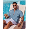 image:imageCOOFANDY Mens Cuban Guayabera Shirt Short Sleeve Button Down Shirts Summer Beach Vacation ShirtsDenim Blue  White Webbing