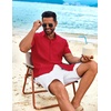 image:imageCOOFANDY Mens Cuban Guayabera Shirt Short Sleeve Button Down Shirts Summer Beach Vacation ShirtsRed
