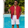 image:imageCOOFANDY Mens Cuban Guayabera Shirt Short Sleeve Button Down Shirts Summer Beach Vacation ShirtsRed