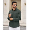 image:imageCOOFANDY Mens Dress Shirts Untucked Long Sleeve Button Down Denim Shirt Stretch Business Casual ShirtsDeep Green