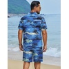 image:imageCOOFANDY Mens Hawaiian Matching Set Summer Beach 2 Piece Outfits Flower Button Down Shirts and Shorts Vacation OutfitsBlue  Tropical Island
