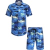 image:imageCOOFANDY Mens Hawaiian Matching Set Summer Beach 2 Piece Outfits Flower Button Down Shirts and Shorts Vacation OutfitsBlue  Tropical Island