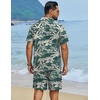 image:imageCOOFANDY Mens Hawaiian Matching Set Summer Beach 2 Piece Outfits Flower Button Down Shirts and Shorts Vacation OutfitsDark Green  Coconut Tree