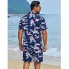 image:imageCOOFANDY Mens Hawaiian Matching Set Summer Beach 2 Piece Outfits Flower Button Down Shirts and Shorts Vacation OutfitsNavy Blue  Flamingos