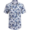 image:imageCOOFANDY Mens Hawaiian Matching Set Summer Beach 2 Piece Outfits Flower Button Down Shirts and Shorts Vacation OutfitsWhite  Blue Leaf