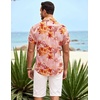 image:imageCOOFANDY Mens Hawaiian Shirt Short Sleeve Button Down Shirts Tropical Summer Beach Shirts Casual Floral Aloha ShirtsRed  Orange Floral