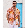 image:imageCOOFANDY Mens Hawaiian Shirt Short Sleeve Button Down Shirts Tropical Summer Beach Shirts Casual Floral Aloha ShirtsRed  Orange Floral