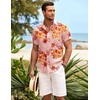 image:imageCOOFANDY Mens Hawaiian Shirt Short Sleeve Button Down Shirts Tropical Summer Beach Shirts Casual Floral Aloha ShirtsRed  Orange Floral