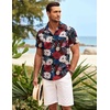 image:imageCOOFANDY Mens Hawaiian Shirt Short Sleeve Button Down Shirts Tropical Summer Beach Shirts Casual Floral Aloha ShirtsRed  White Floral