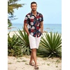 image:imageCOOFANDY Mens Hawaiian Shirt Short Sleeve Button Down Shirts Tropical Summer Beach Shirts Casual Floral Aloha ShirtsRed  White Floral