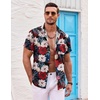 image:imageCOOFANDY Mens Hawaiian Shirt Short Sleeve Button Down Shirts Tropical Summer Beach Shirts Casual Floral Aloha ShirtsRed  White Floral