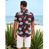 image:imageCOOFANDY Mens Hawaiian Shirt Short Sleeve Button Down Shirts Tropical Summer Beach Shirts Casual Floral Aloha ShirtsRed  White Floral