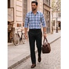 image:imageCOOFANDY Mens Long Sleeve Button Down Shirts Wrinkle Free Dress Shirts Slim Fit Cotton Plaid ShirtBlack Blue Plaid