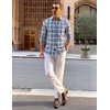 image:imageCOOFANDY Mens Long Sleeve Button Down Shirts Wrinkle Free Dress Shirts Slim Fit Cotton Plaid ShirtBlack Blue Plaid