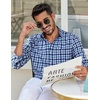image:imageCOOFANDY Mens Long Sleeve Button Down Shirts Wrinkle Free Dress Shirts Slim Fit Cotton Plaid ShirtBlue Gingham