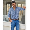 image:imageCOOFANDY Mens Long Sleeve Button Down Shirts Wrinkle Free Dress Shirts Slim Fit Cotton Plaid ShirtBlue Gingham