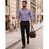 image:imageCOOFANDY Mens Long Sleeve Button Down Shirts Wrinkle Free Dress Shirts Slim Fit Cotton Plaid ShirtBlue Orange Plaid