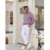image:imageCOOFANDY Mens Long Sleeve Button Down Shirts Wrinkle Free Dress Shirts Slim Fit Cotton Plaid ShirtBlue Red Gingham