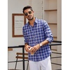 image:imageCOOFANDY Mens Long Sleeve Button Down Shirts Wrinkle Free Dress Shirts Slim Fit Cotton Plaid ShirtBlue White Plaid