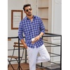 image:imageCOOFANDY Mens Long Sleeve Button Down Shirts Wrinkle Free Dress Shirts Slim Fit Cotton Plaid ShirtBlue White Plaid