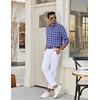 image:imageCOOFANDY Mens Long Sleeve Button Down Shirts Wrinkle Free Dress Shirts Slim Fit Cotton Plaid ShirtBlue White Plaid