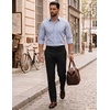image:imageCOOFANDY Mens Long Sleeve Button Down Shirts Wrinkle Free Dress Shirts Slim Fit Cotton Plaid ShirtGrey Plaid