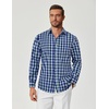 image:imageCOOFANDY Mens Long Sleeve Button Down Shirts Wrinkle Free Dress Shirts Slim Fit Cotton Plaid ShirtNavy Blue Green Plaid
