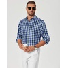 image:imageCOOFANDY Mens Long Sleeve Button Down Shirts Wrinkle Free Dress Shirts Slim Fit Cotton Plaid ShirtNavy Blue Green Plaid