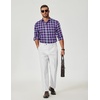 image:imageCOOFANDY Mens Long Sleeve Button Down Shirts Wrinkle Free Dress Shirts Slim Fit Cotton Plaid ShirtNavy Blue Red Plaid