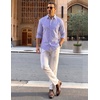 image:imageCOOFANDY Mens Long Sleeve Button Down Shirts Wrinkle Free Dress Shirts Slim Fit Cotton Plaid ShirtPurple Blue Gingham