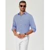 image:imageCOOFANDY Mens Long Sleeve Button Down Shirts Wrinkle Free Dress Shirts Slim Fit Cotton Plaid ShirtSky Blue Gingham
