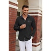 image:imageCOOFANDY Mens Long Sleeve Dress Shirt Plaid Collar Casual Button Down ShirtsBlackNavy Blue
