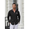 image:imageCOOFANDY Mens Long Sleeve Dress Shirt Plaid Collar Casual Button Down ShirtsBlackNavy Blue