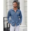 image:imageCOOFANDY Mens Long Sleeve Dress Shirt Plaid Collar Casual Button Down ShirtsGrey Blue