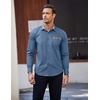 image:imageCOOFANDY Mens Long Sleeve Dress Shirt Plaid Collar Casual Button Down ShirtsGrey Blue