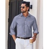 image:imageCOOFANDY Mens Long Sleeve Plaid Button Down Cotton Wrinkle Free Dress ShirtBlack Grey Plaid