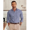 image:imageCOOFANDY Mens Long Sleeve Plaid Button Down Cotton Wrinkle Free Dress ShirtBlack Grey Plaid