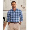 image:imageCOOFANDY Mens Long Sleeve Plaid Button Down Cotton Wrinkle Free Dress ShirtBlue Green Plaid