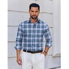 image:imageCOOFANDY Mens Long Sleeve Plaid Button Down Cotton Wrinkle Free Dress ShirtBlue Green Plaid