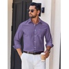 image:imageCOOFANDY Mens Long Sleeve Plaid Button Down Cotton Wrinkle Free Dress ShirtBlue Khaki Plaid