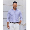 image:imageCOOFANDY Mens Long Sleeve Plaid Button Down Cotton Wrinkle Free Dress ShirtBlue Plaid