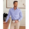 image:imageCOOFANDY Mens Long Sleeve Plaid Button Down Cotton Wrinkle Free Dress ShirtBlue Plaid