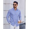 image:imageCOOFANDY Mens Long Sleeve Plaid Button Down Cotton Wrinkle Free Dress ShirtBlue White Plaid
