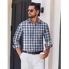 image:imageCOOFANDY Mens Long Sleeve Plaid Button Down Cotton Wrinkle Free Dress ShirtDark Green Plaid
