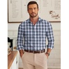 image:imageCOOFANDY Mens Long Sleeve Plaid Button Down Cotton Wrinkle Free Dress ShirtDark Green Plaid