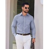 image:imageCOOFANDY Mens Long Sleeve Plaid Button Down Cotton Wrinkle Free Dress ShirtGrey White Plaid