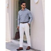 image:imageCOOFANDY Mens Long Sleeve Plaid Button Down Cotton Wrinkle Free Dress ShirtGrey White Plaid